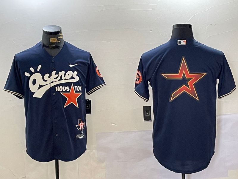 Men Houston Astros Blank Blue Second generation joint name Nike 2024 MLB Jersey style 3->houston astros->MLB Jersey